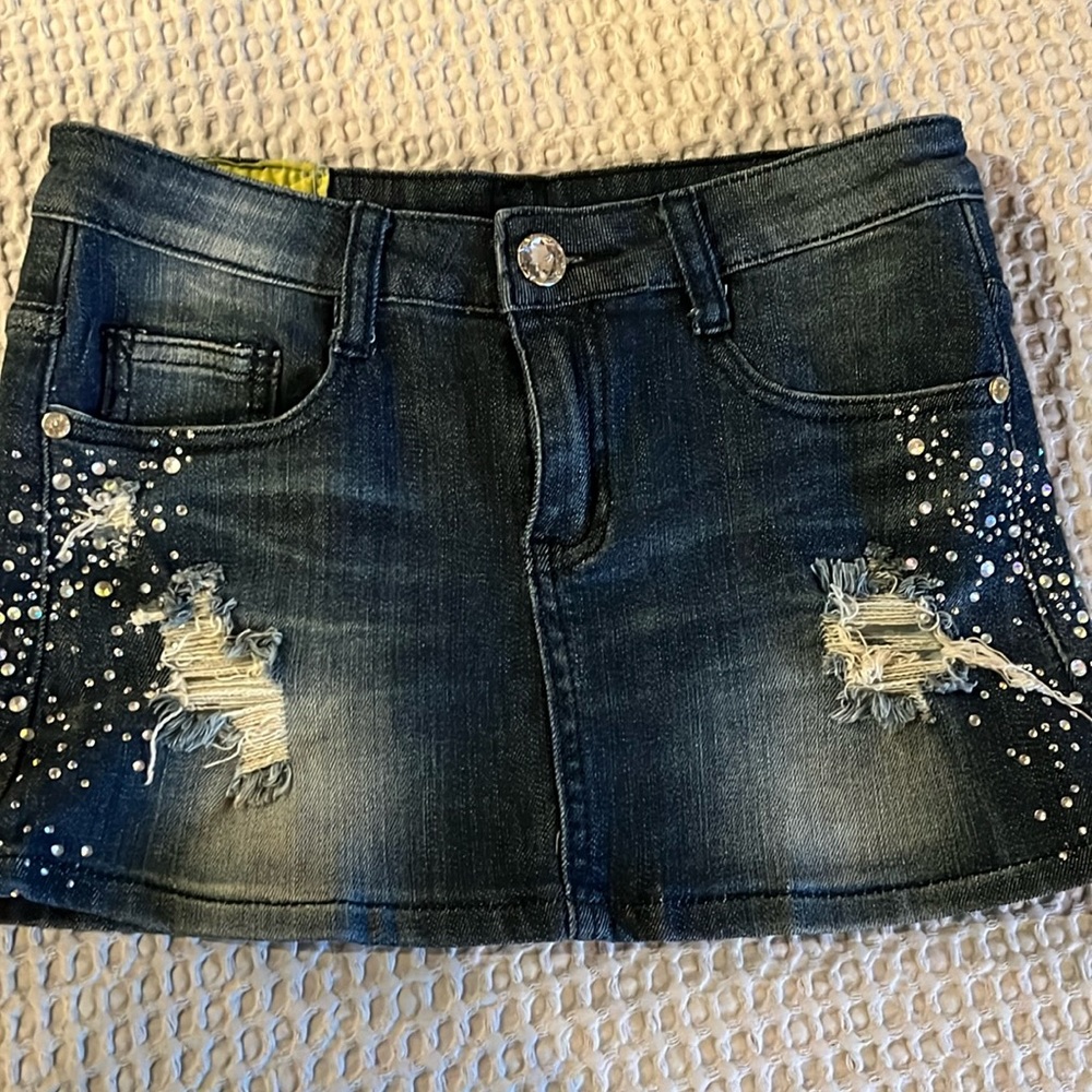 Blue jeans mini skirt